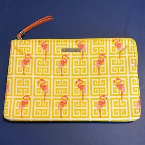 Stella & Dot Yellow and Pink Flamingo Pouch